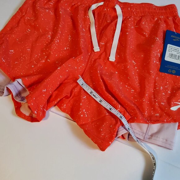 Brooks Womens Moment 5" 2-In-1 Speckle Print Running Shorts XS Elastic Waist - Picture 6 of 12